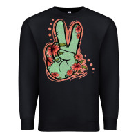 Black Green Glitter Floral Peace Sign Premium Sweatshirt - Jasminsmagicworld