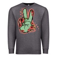Charcoal Heather Green Glitter Floral Peace Sign Premium Sweatshirt - Jasminsmagicworld