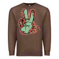 Green Glitter Floral Peace Sign Premium Sweatshirt | Teevron