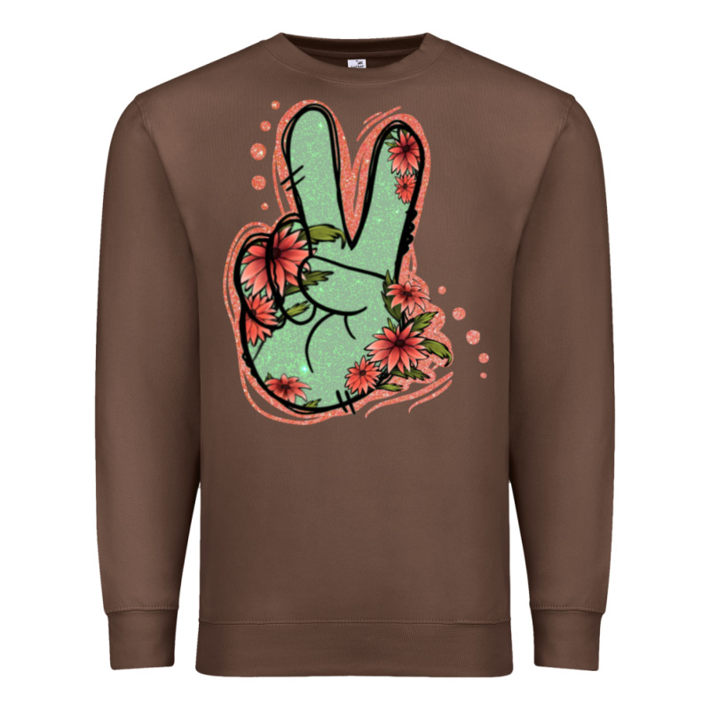 Green Glitter Floral Peace Sign Premium Sweatshirt by Jasminsmagicworld | Teevron