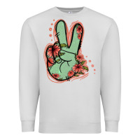 Dove Grey Green Glitter Floral Peace Sign Premium Sweatshirt - Jasminsmagicworld