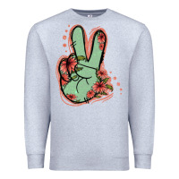 Heather Grey Green Glitter Floral Peace Sign Premium Sweatshirt - Jasminsmagicworld