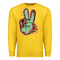 Lemon Green Glitter Floral Peace Sign Premium Sweatshirt - Jasminsmagicworld