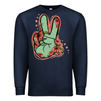 Navy Green Glitter Floral Peace Sign Premium Sweatshirt - Jasminsmagicworld
