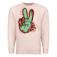 Pale Pink Green Glitter Floral Peace Sign Premium Sweatshirt - Jasminsmagicworld