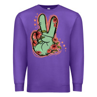 Purple Green Glitter Floral Peace Sign Premium Sweatshirt - Jasminsmagicworld