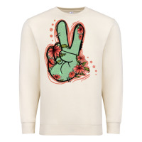 Sandshell Green Glitter Floral Peace Sign Premium Sweatshirt - Jasminsmagicworld