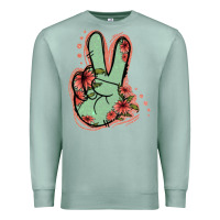 Seafoam Green Glitter Floral Peace Sign Premium Sweatshirt - Jasminsmagicworld