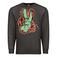Smoke Green Glitter Floral Peace Sign Premium Sweatshirt - Jasminsmagicworld