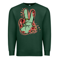 Sports Green Green Glitter Floral Peace Sign Premium Sweatshirt - Jasminsmagicworld