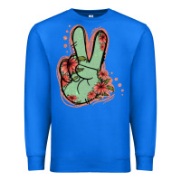 True Royal Green Glitter Floral Peace Sign Premium Sweatshirt - Jasminsmagicworld