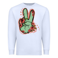 White Green Glitter Floral Peace Sign Premium Sweatshirt - Jasminsmagicworld