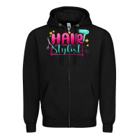 Black hair stylist Zipper Hoodie - MaliasSmallBusiness