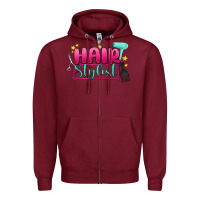 Burgundy hair stylist Zipper Hoodie - MaliasSmallBusiness