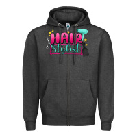 Charcoal Heather hair stylist Zipper Hoodie - MaliasSmallBusiness
