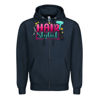 Navy hair stylist Zipper Hoodie - MaliasSmallBusiness