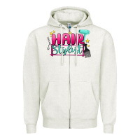 Oatmeal Heather hair stylist Zipper Hoodie - MaliasSmallBusiness