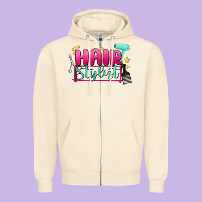 Hair Stylist Zipper Hoodie Designed By Maliassmallbusiness