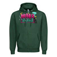 Sports Green hair stylist Zipper Hoodie - MaliasSmallBusiness