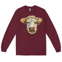 Burgundy Charolais bull face Long Sleeve Tee - LillyAllenDesigns