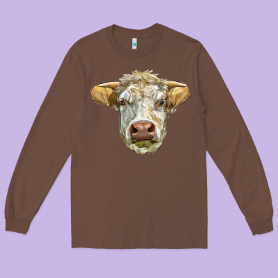 Charolais Bull Face Long Sleeve Tee Designed By Lillyallendesigns