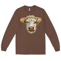 Chestnut Charolais bull face Long Sleeve Tee - LillyAllenDesigns