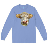 Colony Blue Charolais bull face Long Sleeve Tee - LillyAllenDesigns