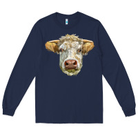 Navy Charolais bull face Long Sleeve Tee - LillyAllenDesigns