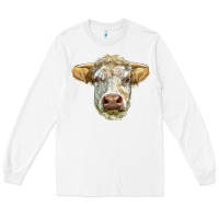 White Charolais bull face Long Sleeve Tee - LillyAllenDesigns