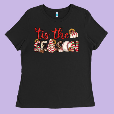 Tis The Season Baseball Little Debbie Tree Cakes Ladies Tee Designed By Jahusdesignshop