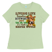 Matcha living life somewhere between jesus take the wheel Ladies Tee - texasbilliewilder
