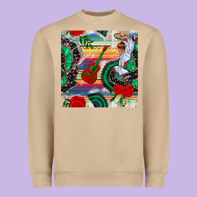 Flamenco Dancer Seamless Pattern Heavyweight Sweatshirt Designed By Bundleandbundleshop