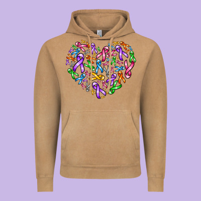 Cancer Ribbon Heart Vintage Hoodie Designed By Adodesignshop