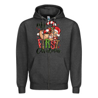 Charcoal Heather my first christmas cute christmas sloth Zipper Hoodie - MaliasSmallBusiness
