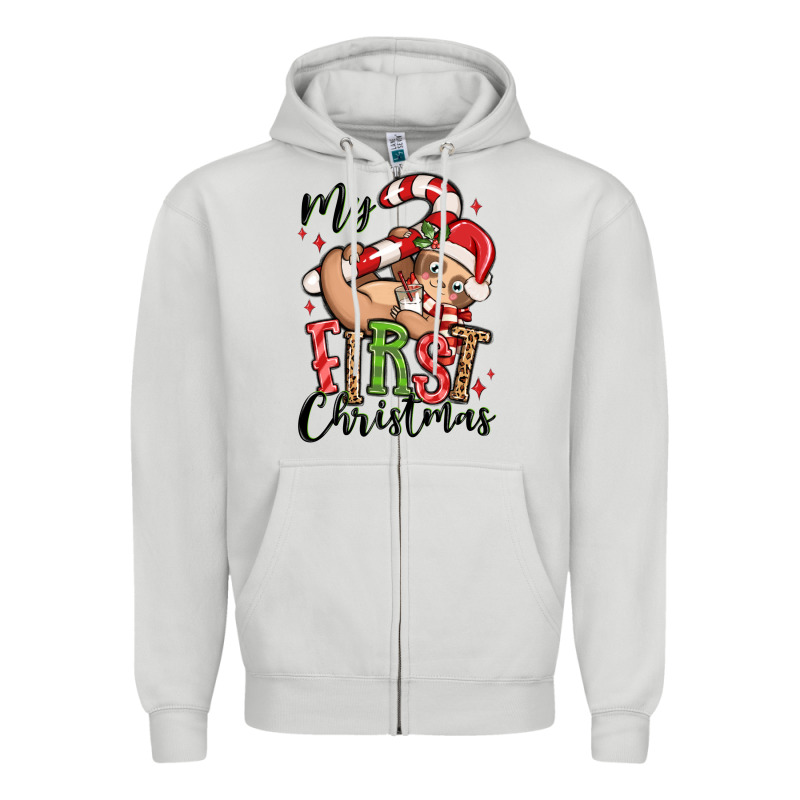 My First Christmas Cute Christmas Sloth Zipper Hoodie by MaliasSmallBusiness | Teevron
