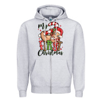 Heather Grey my first christmas cute christmas sloth Zipper Hoodie - MaliasSmallBusiness