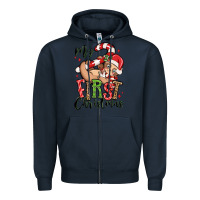 Navy my first christmas cute christmas sloth Zipper Hoodie - MaliasSmallBusiness