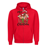 Red my first christmas cute christmas sloth Zipper Hoodie - MaliasSmallBusiness