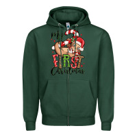 Sports Green my first christmas cute christmas sloth Zipper Hoodie - MaliasSmallBusiness