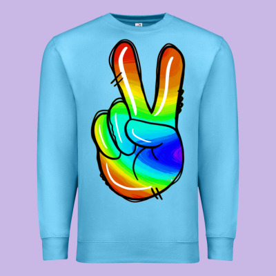 Rainbow Peace Sign Premium Sweatshirt Designed By Jasminsmagicworld