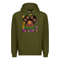 Army Green little miss mardi gras afro messy bun kid Premium Hoodie - texasbilliewilder