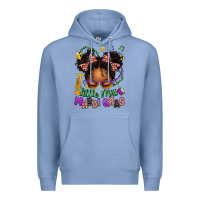 Colony Blue little miss mardi gras afro messy bun kid Premium Hoodie - texasbilliewilder
