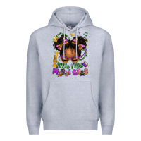 Heather Grey little miss mardi gras afro messy bun kid Premium Hoodie - texasbilliewilder