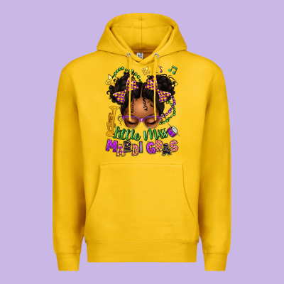 Little Miss Mardi Gras Afro Messy Bun Kid Premium Hoodie Designed By Texasbilliewilder