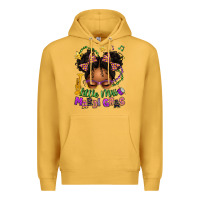 Mustard little miss mardi gras afro messy bun kid Premium Hoodie - texasbilliewilder