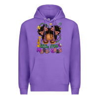 Purple little miss mardi gras afro messy bun kid Premium Hoodie - texasbilliewilder