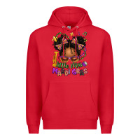 Red little miss mardi gras afro messy bun kid Premium Hoodie - texasbilliewilder