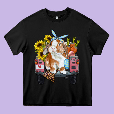 Easter Truck With Bunny Sunflowers And Eggs Heavy Core Tee Designed By Ranaportraitstore