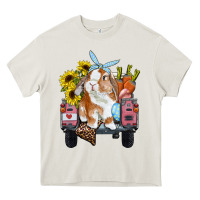 Cream easter truck with bunny sunflowers and eggs Heavy Core Tee - RanaPortraitStore