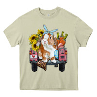 Mossy easter truck with bunny sunflowers and eggs Heavy Core Tee - RanaPortraitStore